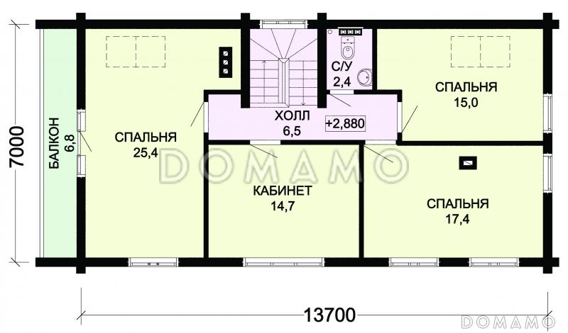 Проект деревянного дома с отдельным входом в котельную / План мансардного этажа