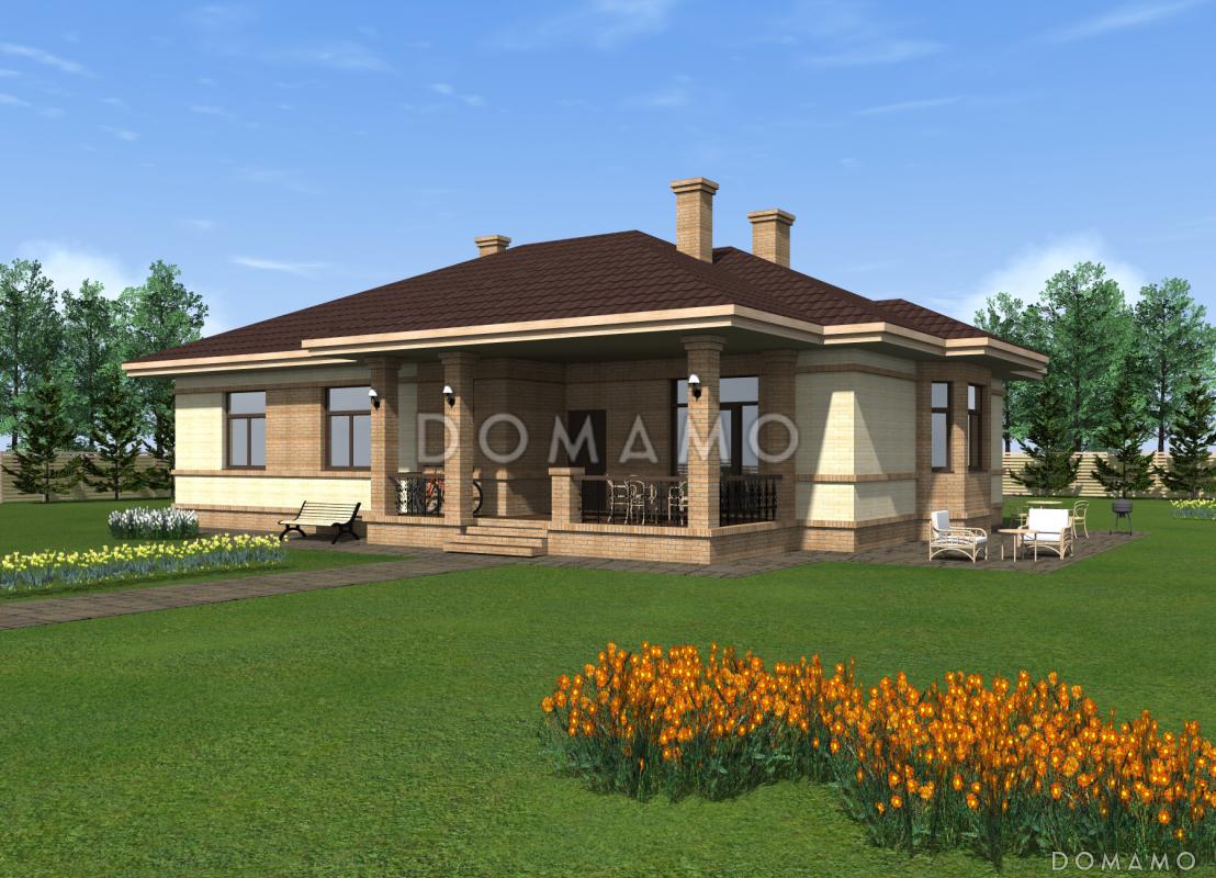 Одноэтажный дом из крупноформатного кирпича с тремя спальнями, большой кухней-гостиной и сауной / 6