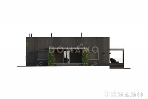 Проект одноэтажного дома с большой террасой / Фасад 3