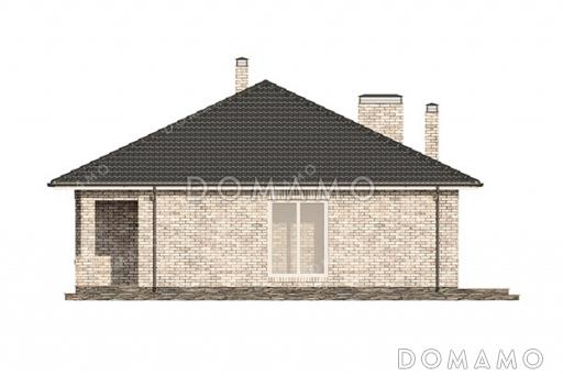 Проект дома с тремя спальнями, окном в ванной комнате и террасой рядом с гостиной / Фасад 2