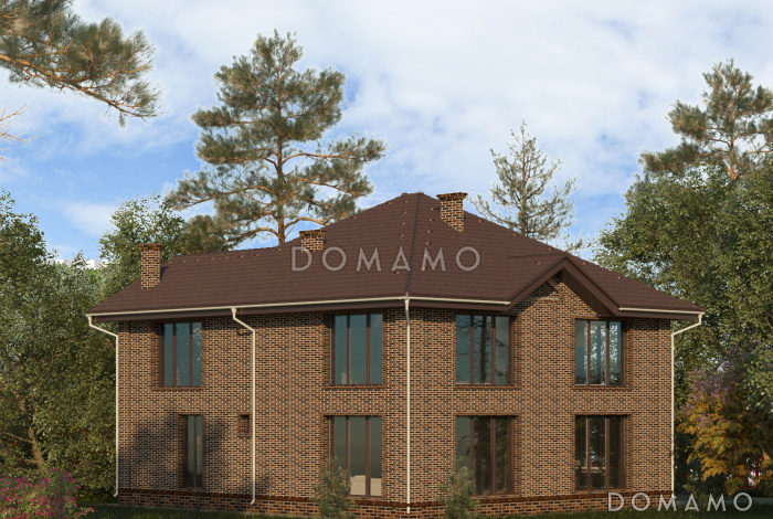 Проект двухэтажного дома с гостевой, гостиной и кухней столовой на первом этаже Проект двухэтажного дома с гостевой, гостиной и кухней столовой на первом этаже