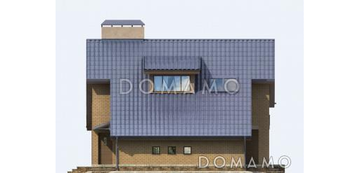 проект светлого дома с верандой и гаражом для одной машины / Фасад 2