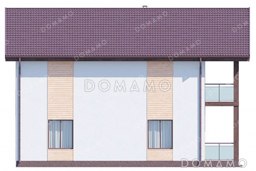 Проект дома с террасой и балконом / Фасад 3