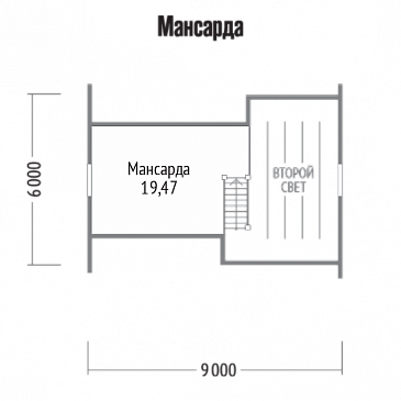 Проект яркого дома из бруса / План мансардного этажа