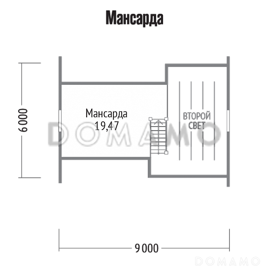 Проект яркого дома из бруса / План мансардного этажа