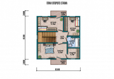Проект коттеджа в стиле шале с 4 спальнями и нестандартными фасадами / План мансардного этажа Проект коттеджа в стиле шале с 4 спальнями и нестандартными фасадами / План мансардного этажа