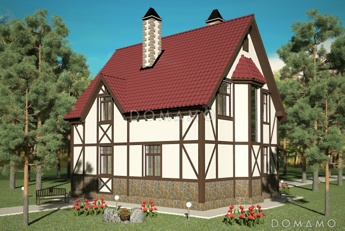Проект практичного коттеджа в стиле фахверк Проект практичного коттеджа в стиле фахверк