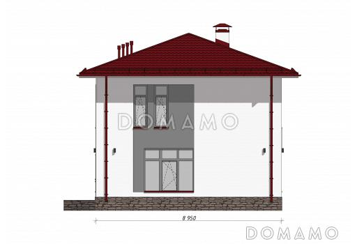 Проект современного двухэтажного дома с четырьмя спальнями S-136 / Фасад 4