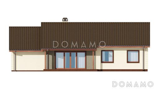 Проект классического одноэтажного дома из газобетона с отделённой спальной зоной и гаражом / Фасад 3
