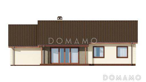Проект классического одноэтажного дома из газобетона с отделённой спальной зоной и гаражом / Фасад 3