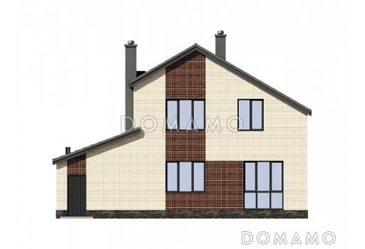 Проект загородного дома с гаражом на 2 машины, прихожей с гардеробом, кабинетом / Фасад 3