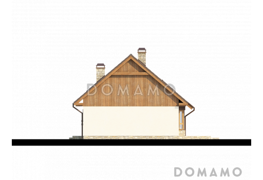 Проект одноэтажного мансардного дома из кирпича с кабинетом, тремя спальнями и эркером в гостиной / Фасад 4