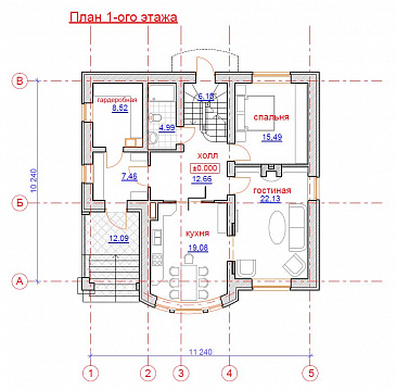 Проект дома с предусмотренной котельной на цокольном этаже / План 1 этажа