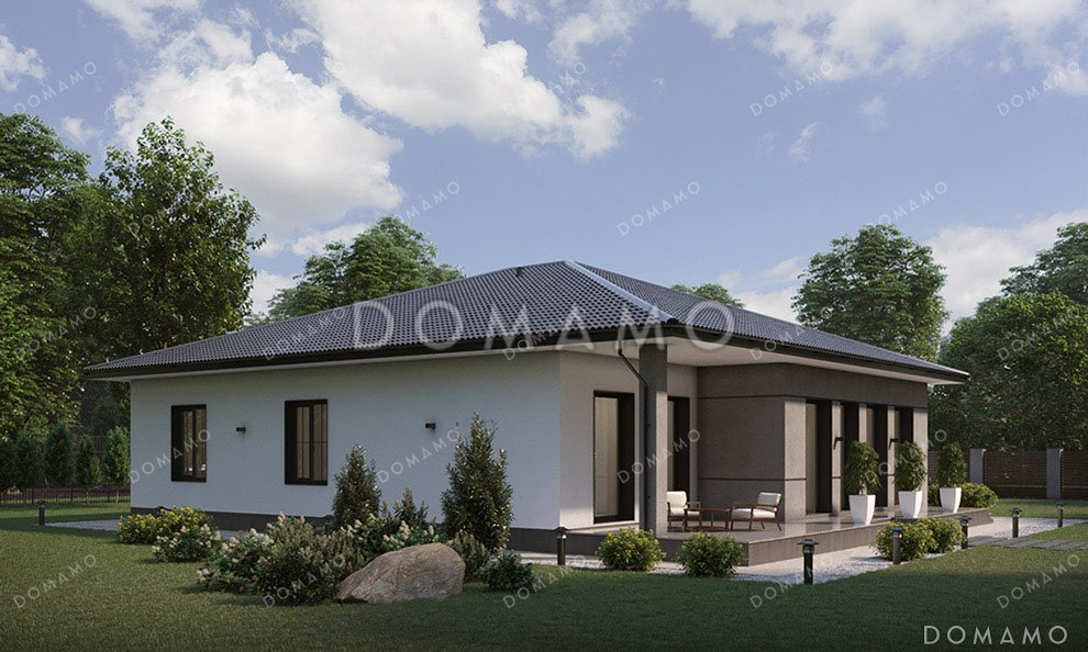 Проект одноэтажного дома с большой террасой и гаражом / 3