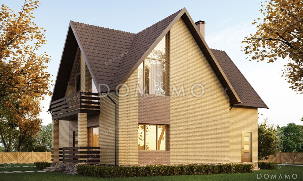 Проект одноэтажного дома с большой гостиной и мансардой / 3