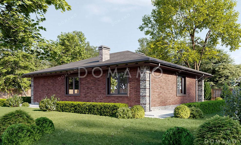 Проект одноэтажного дома с террасой и крыльцом с колоннами / 2