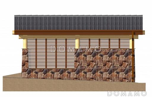 Проект простого навеса для двух авто / Фасад 1