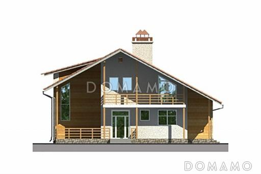 Проект дома с двумя крытыми угловыми террасами / Фасад 2