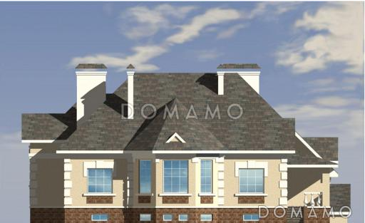 Проект вместительного дома с мансардой, сауной и небольшим бассейном / Фасад 2
