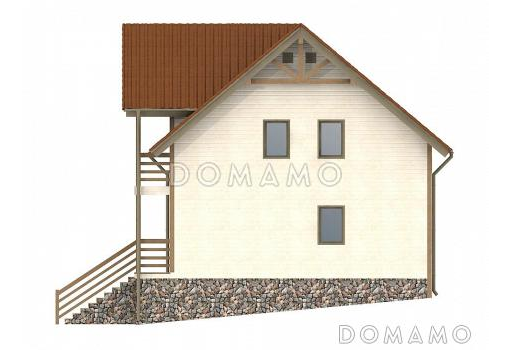 Проект каркасного дома с балконами на втором этаже / Фасад 2