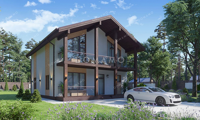 Проект дома с террасой и балконом Проект дома с террасой и балконом