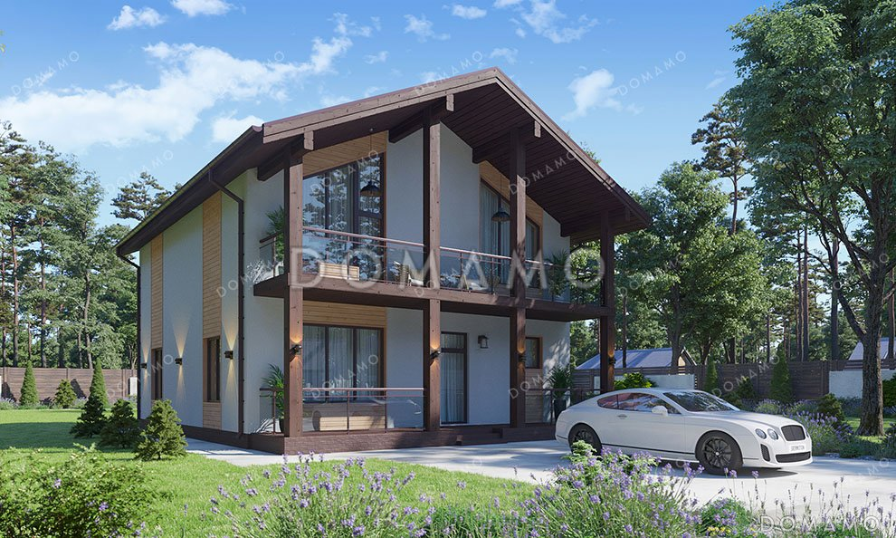 Проект дома с террасой и балконом / 1