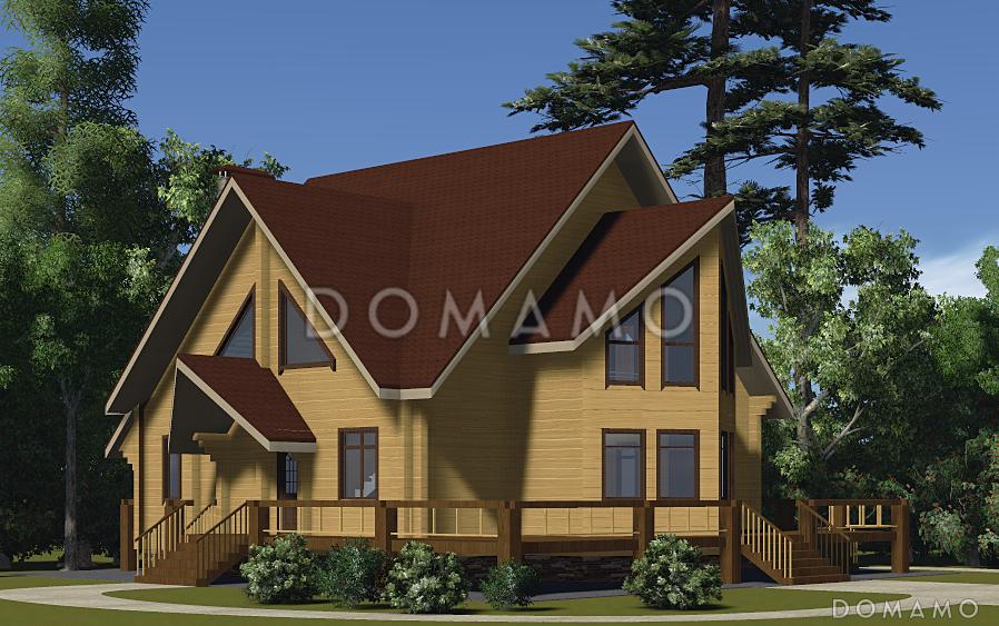 Проект одноэтажного дома с мансардным этажом, эркером и вторым светом / 1