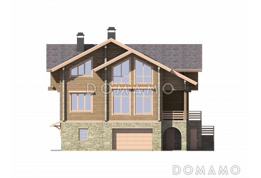 Проект дома с сауной на цокольном этаже / Фасад 2