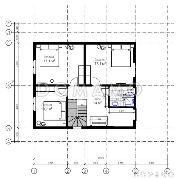 Каркасный дом "Мартин" / План 2 этажа