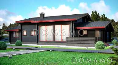 Проект одноэтажного дома из клееного бруса с сауной