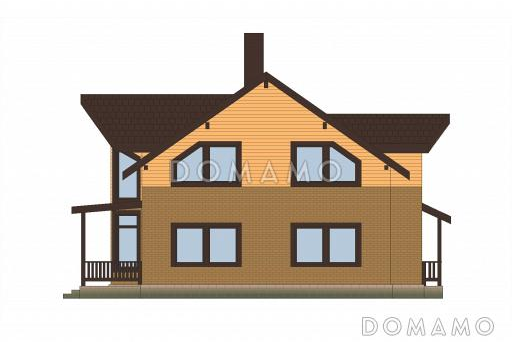 Проект каркасного дома с эркером и гаражом для одной машины / Фасад 4