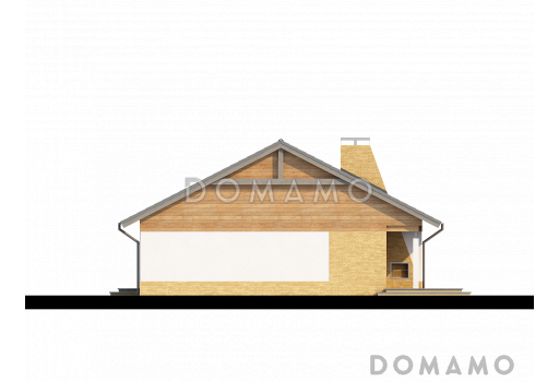Проект простого компактного одноэтажного дома из кирпича с тремя спальнями / Фасад 3