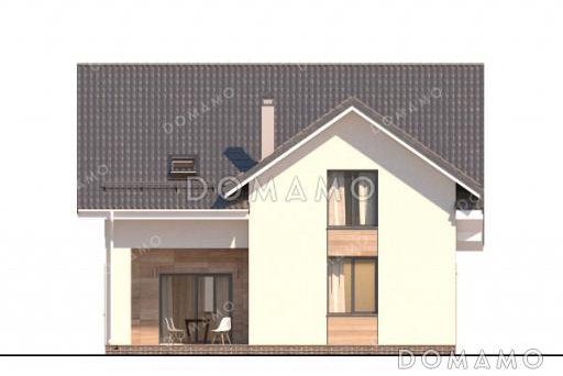 Проект загородного дома с 3 спальнями на мансарде, камином в гостевой комнате и крытой террасой / Фасад 2