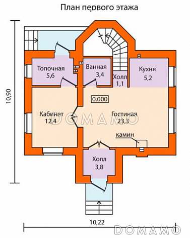 Проект дома по технологии ЛСТК с полным вторым этажом / План 1 этажа Проект дома по технологии ЛСТК с полным вторым этажом / План 1 этажа