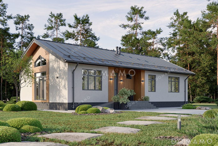 Проект одноэтажного дома с 4 спальнями и открытой террасой Проект одноэтажного дома с 4 спальнями и открытой террасой