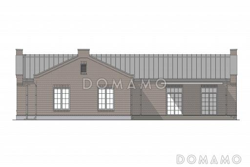 Проект дома с 4 спальнями, кабинетом и просторной дневной зоной с террасой / Фасад 1