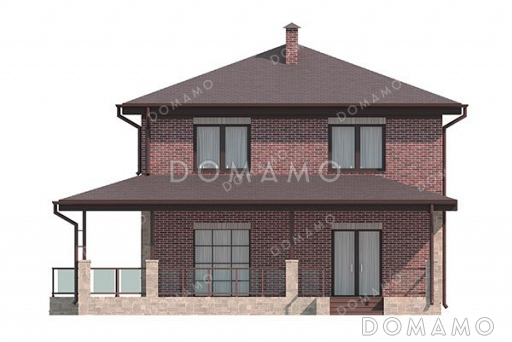 Проект двухэтажного дома с большой террасой / Фасад 2