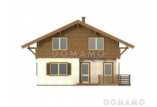 Проект каркасного дома с большим балконом на мансардном этаже / Фасад 4