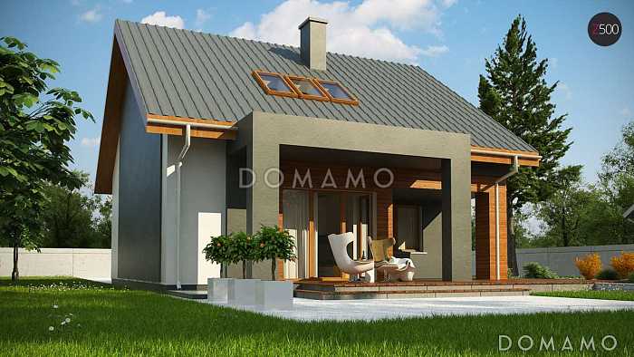 Проект одноэтажного мансардного дома из кирпича с дополнительной спальней на первом этаже