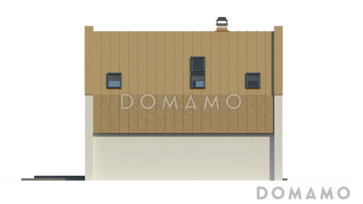 Проект одноэтажного мансардного дома из газобетона с большой гостиной и современными элементами экстерьера / Фасад 1