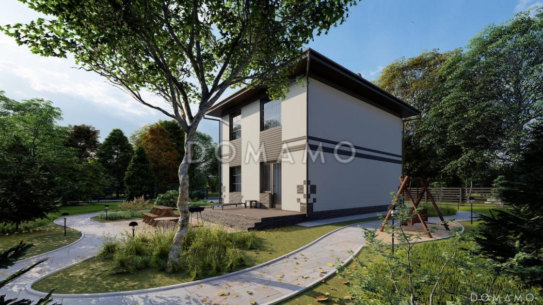 Проект компактного двухэтажного дома с 3 спальнями, гостиной и балконом / 3