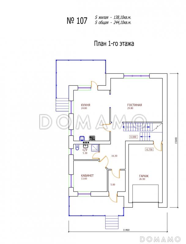 Проект 107 / План 1 этажа