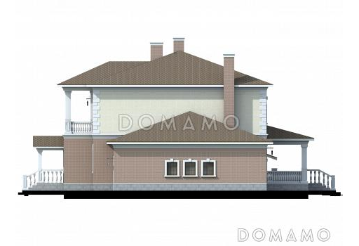 Проект солидного двухэтажного коттеджа с гаражом / Фасад 2