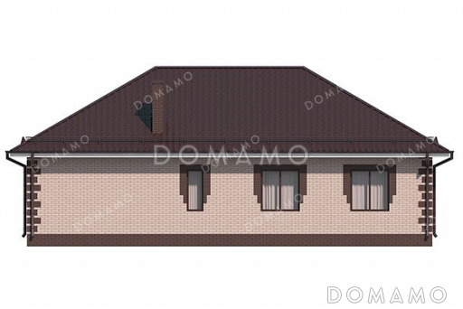Проект одноэтажного дома с тремя спальнями / Фасад 3