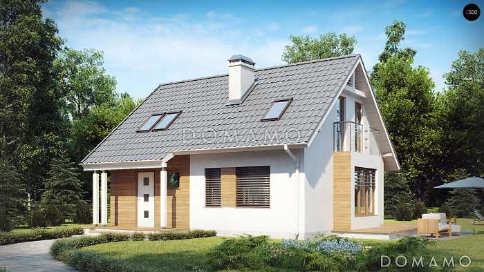 Проект загородного дома с мансардными окнами, балконом, открытой террасой Проект загородного дома с мансардными окнами, балконом, открытой террасой