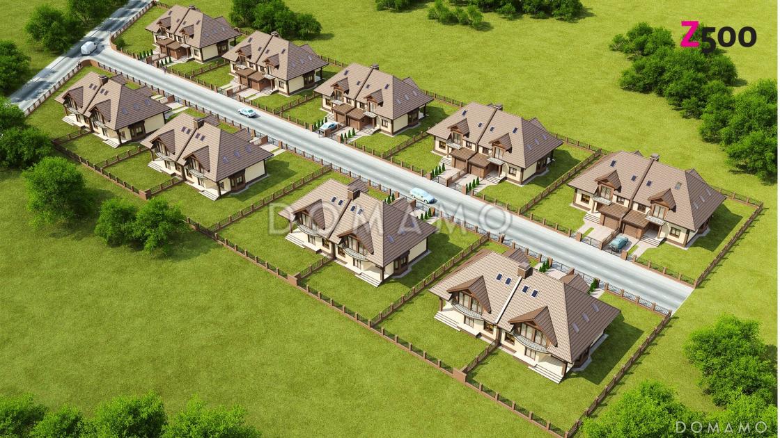 Проект двухэтажных домов-близнецов из газобетона с гаражом и чердаком / 3