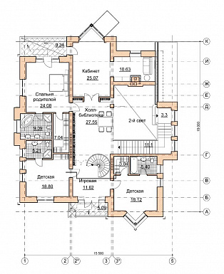 Проект коттеджа в стиле шале с двусветной гостиной / План 2 этажа Проект коттеджа в стиле шале с двусветной гостиной / План 2 этажа