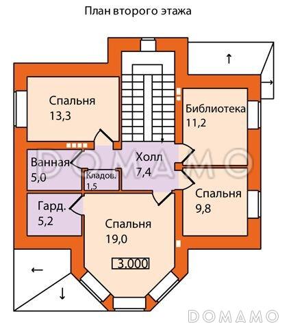 Проект кирпичного дома с необычной конфигурацией кровли / План мансардного этажа