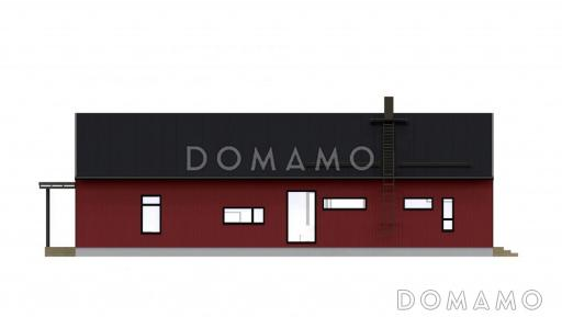 Проект одноэтажного каркасного дома с отдельным входом в небольшую сауну / Фасад 4