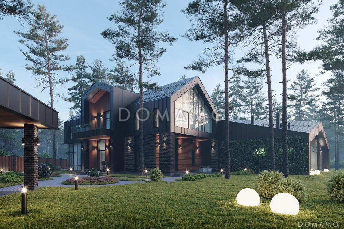 Проект современного каркасного дома с винным погребом, сауной и террасой барбекю / 3